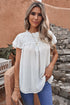 Tiered Sleeve Frilled Neck Dotted Top